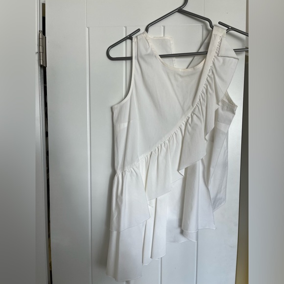 Lord & Taylor asymmetrical white blouse XS - Picture 1 of 5